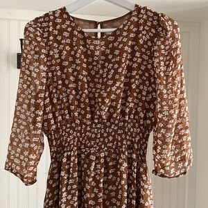 Hayden Los Angeles Floral Brown Maxi Dress with Pockets